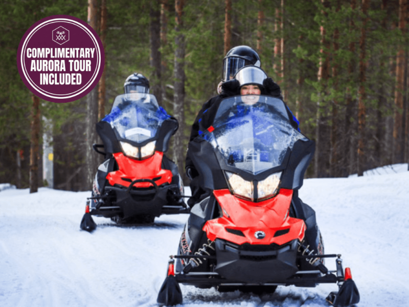 Snowmobile driving in Rovaniemi in Lapland, Finland